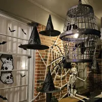 Halloween Hanging Black Witch Hats Bulk Set thumbnail 5