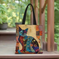 Floral Cat Canvas Tote Bag thumbnail 2