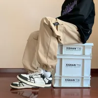 Khaki Cargo Parachute Pants for Men thumbnail 1