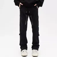 Black Y2K Cargo Jeans with Side Zipper thumbnail 5