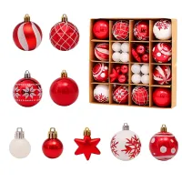 42 Pcs Red & White Christmas Ball Ornaments Set thumbnail 2
