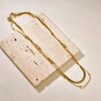 L68 Luxury Gold Plated Multi-layer Beads Necklace thumbnail 3