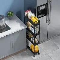 Slim Rolling Storage Cart 4-Tier thumbnail 3