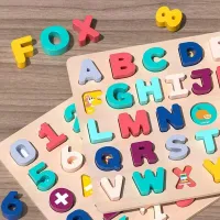 Wooden ABC & Number Puzzle for Toddlers 2-4 thumbnail 1