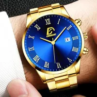 Gold Stainless Steel Minimalist Watch for Men thumbnail 6