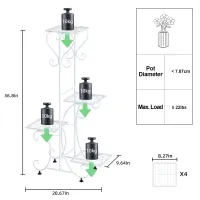4 Tier Metal Plant Stand Indoor Outdoor Black White thumbnail 4