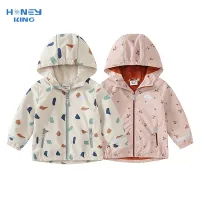Girls Floral Fleece Hooded Jacket thumbnail 1