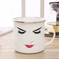 Woman Face Gamer Enamel Coffee Mug thumbnail 3