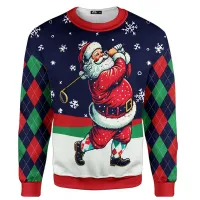 Santa Hockey 3D Print Christmas Sweatshirt thumbnail 3