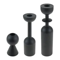 Black Wooden Candle Holder Stand thumbnail 4
