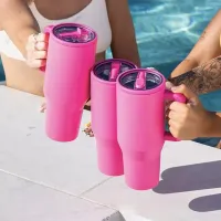 40 oz Insulated Tumbler with Handle Straw Double Wall Vacuum Leakproof Thermal Iced Travel Mug Hot Drink Coffee Cup with Lid thumbnail 4