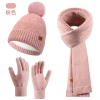 Women's Winter Knitted Hat Scarf Gloves Set thumbnail 6
