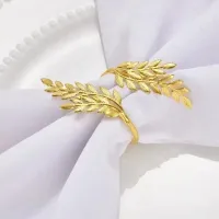 Gold Leaf Napkin Rings Holiday Set thumbnail 5