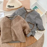 Kids Reversible Plush Plaid Jacket thumbnail 2