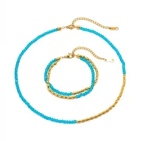 Gold Plated Blue Bead Bracelet thumbnail 3