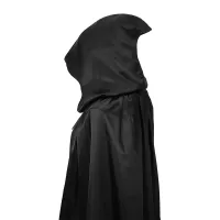 Hooded Witch Cape Cloak - Unisex Black Robe thumbnail 2