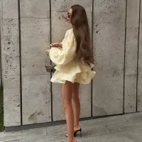 Floral Print Mini Dress Balloon Sleeve thumbnail 5