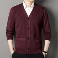 Men's V-Neck Button Knit Cardigan Jacket thumbnail 3