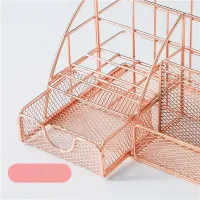 Rose Gold Mesh Desk Organizer thumbnail 2
