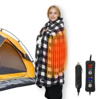 12V Portable Heated Car Blanket Plaid thumbnail 1