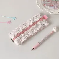 Lace Pencil Case for Student Girl Ruffle Cute Korean Makeup Stationery Organizer Bag Portable Pouch Back To School Kawaii Gift thumbnail 6