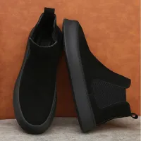 Men's Leather Chelsea Fleece Boots thumbnail 3