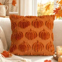 3D Plush Pumpkin Throw Pillow with Bow thumbnail 5