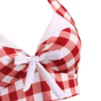 Women's Tummy Control Plaid Tankini thumbnail 5