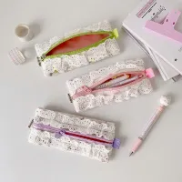 Lace Pencil Case for Student Girl Ruffle Cute Korean Makeup Stationery Organizer Bag Portable Pouch Back To School Kawaii Gift thumbnail 4