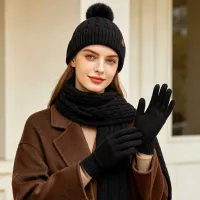 Winter Warm 3-Piece Knit Set with Touch Screen Gloves thumbnail 3