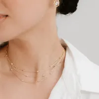 Gold Plated Crystal Bead Necklace thumbnail 2