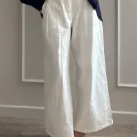 White Linen Wide Leg Formal Pants thumbnail 3