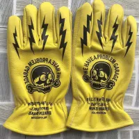Vintage Skull Leather Motorcycle Gloves thumbnail 5