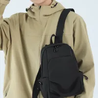 Mini Black Canvas Travel Backpack thumbnail 3