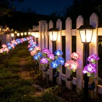 3 Head Solar Hydrangea Flower Lights thumbnail 1