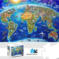 World Landmarks Map Jigsaw Puzzle 1000 Pieces thumbnail 1