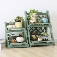 Vintage 2-Tier Wood Plant Stand thumbnail 5