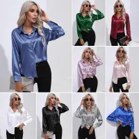 Elegant Satin Office Blouse Long Sleeve thumbnail 2