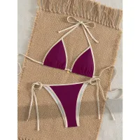 Color Block Triangle Tie Bikini Set thumbnail 5