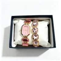 Gold Quartz Watch & Crystal Bracelet Set thumbnail 6