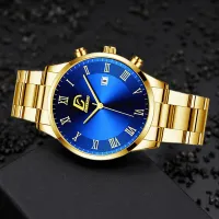 Gold Stainless Steel Minimalist Watch for Men thumbnail 2