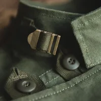 Maden Retro Green Canvas Bomber Jacket thumbnail 4