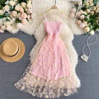 Korean Floral Mesh Party Dress thumbnail 5