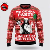 Happy Birthday Jesus 3D Ugly Christmas Sweatshirt thumbnail 2