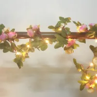 Pink Rose Garland Copper LED Fairy Lights thumbnail 3