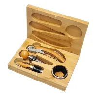 Bamboo Wood Wine Opener Gift Set thumbnail 1