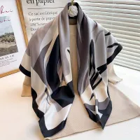 Abstract Silk Square Scarf 90x90cm thumbnail 5