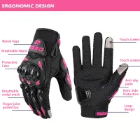 Women's Pink Motorcycle Riding Gloves thumbnail 6