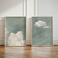 Sage Green Cloud Wall Art Canvas Print thumbnail 1