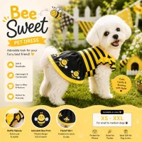 Cute Bee Dog Costume Outfit thumbnail 1